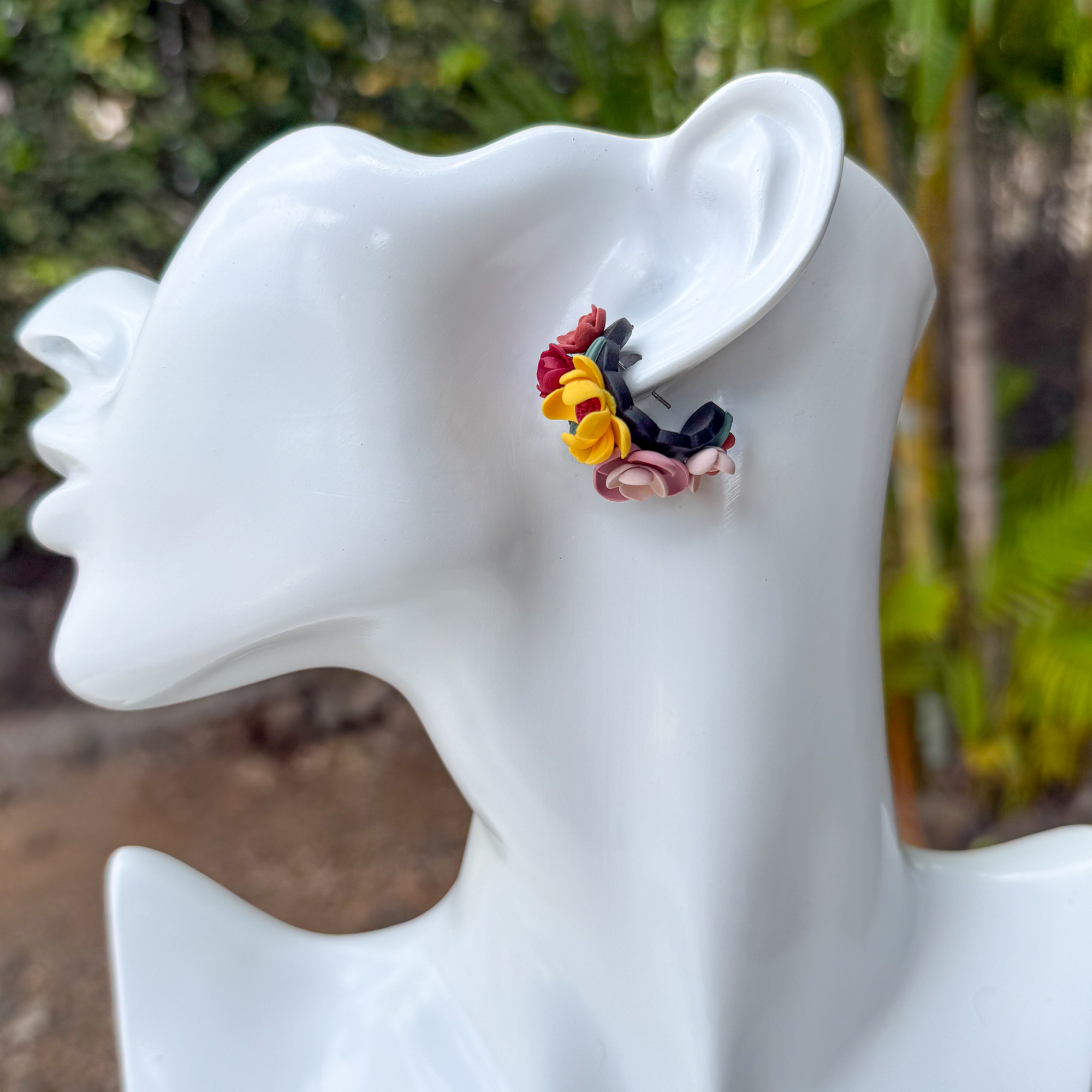 Floral huggie earrings