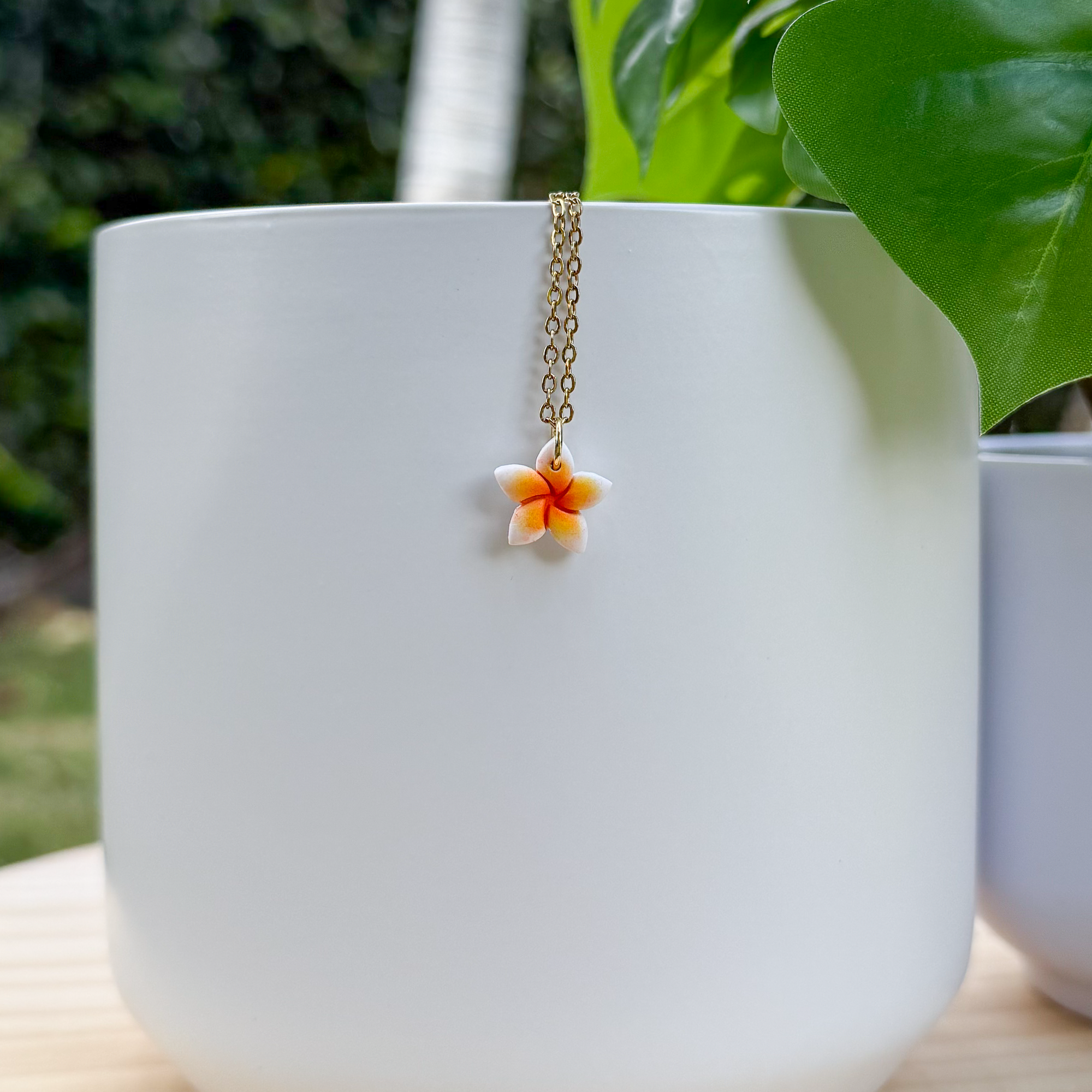 Plumeria charm necklace