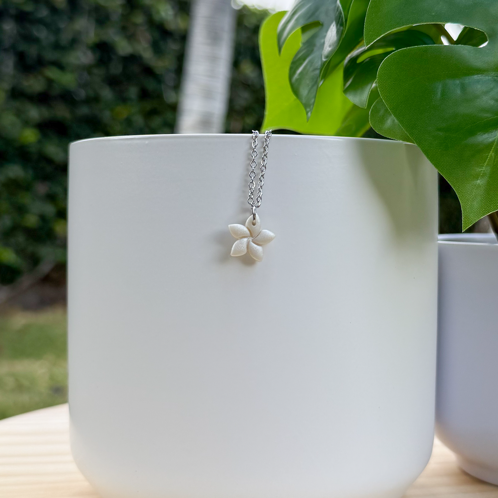 Plumeria charm necklace