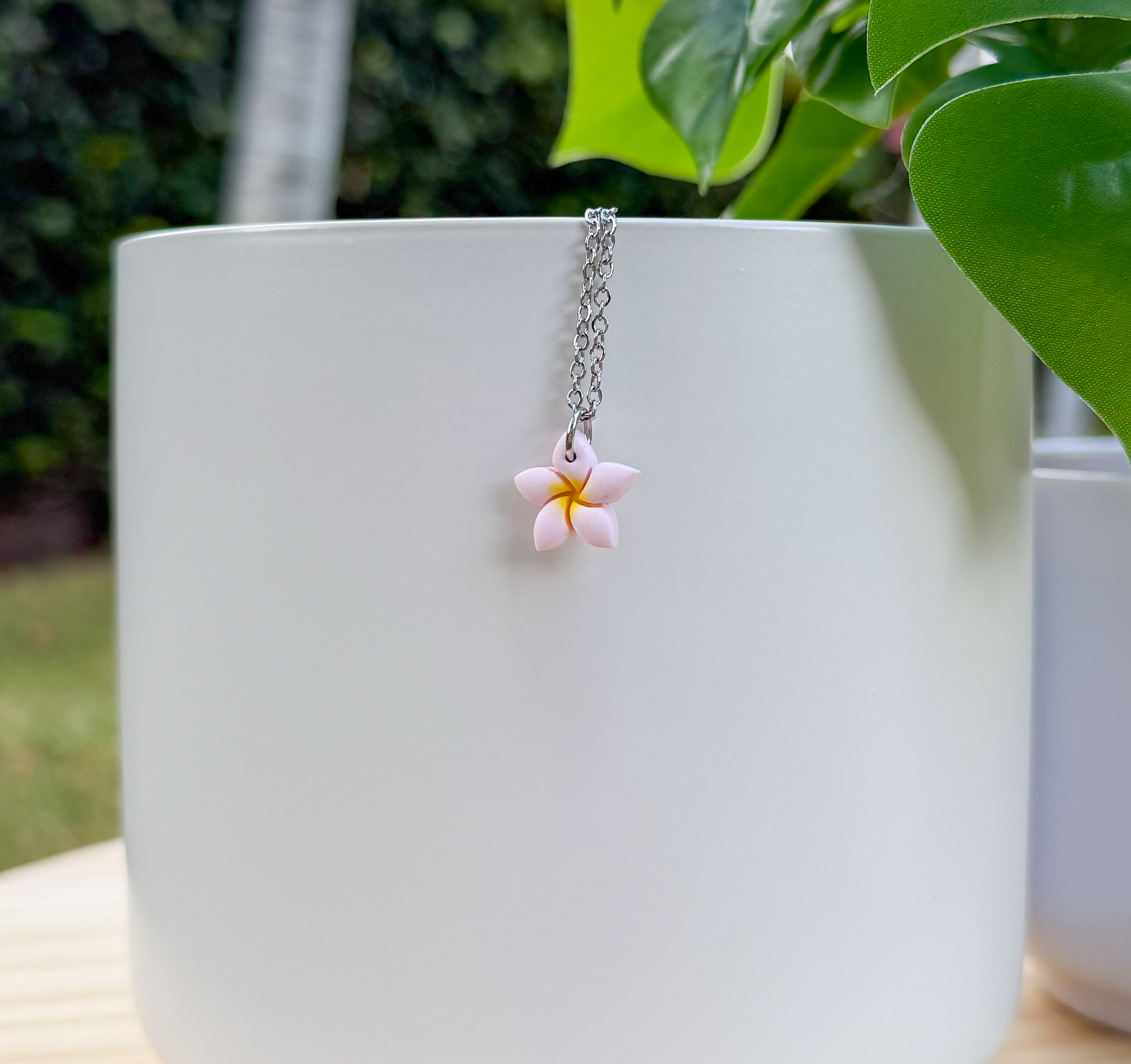 Plumeria charm necklace