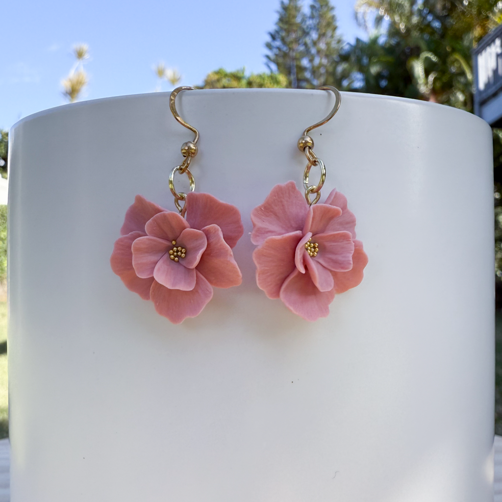 Pink flower dangles