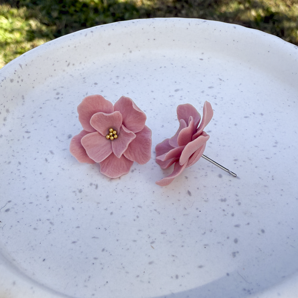 Pink flower studs