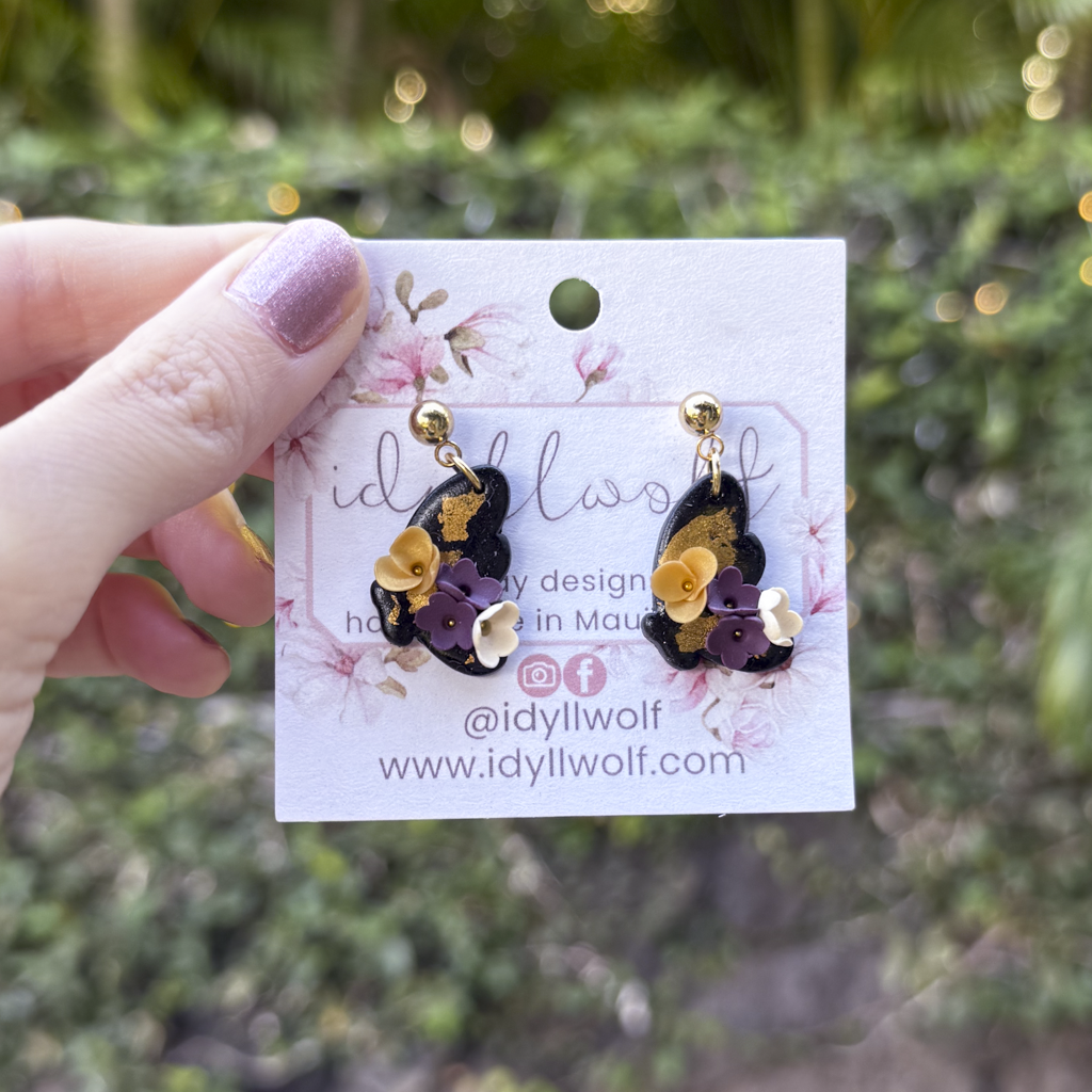 Black & gold flower butterflies