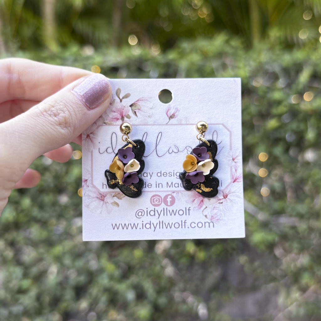 Black & gold flower butterflies
